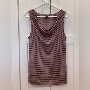 Banana Republic Cowl Neck Shell Womens Medium NWOT Red Gray Striped